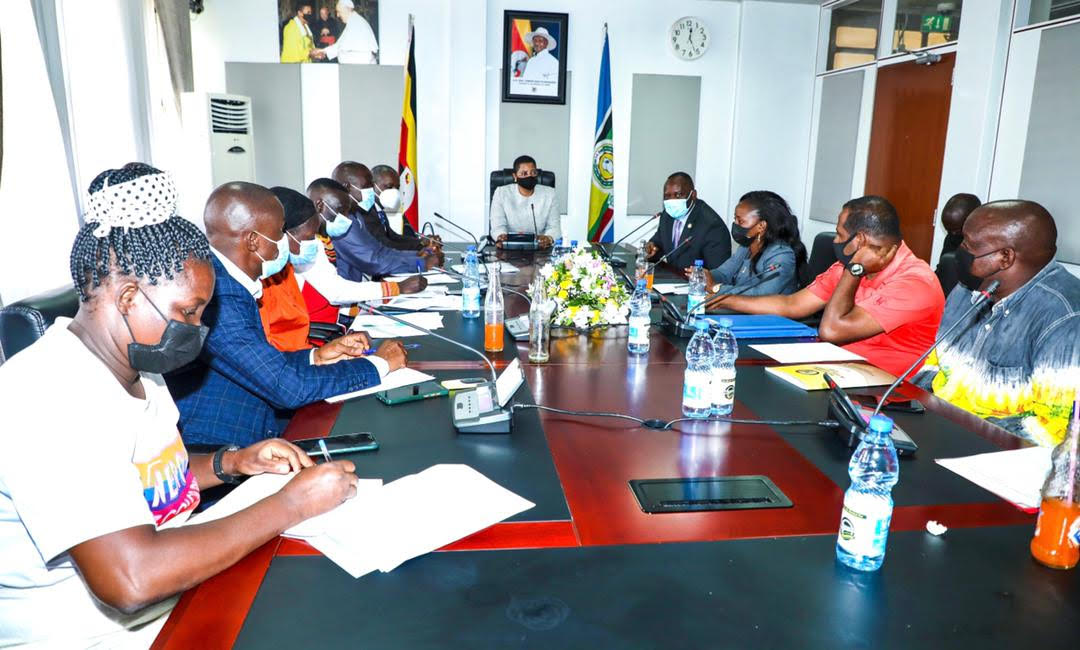 The Deputy Speaker of Parliament, Anita Among, interacting with captains and coaches of the parliament sports teams. Uganda is set to compete in the East African Community Inter-Parliamentary Games in Arusha in December.